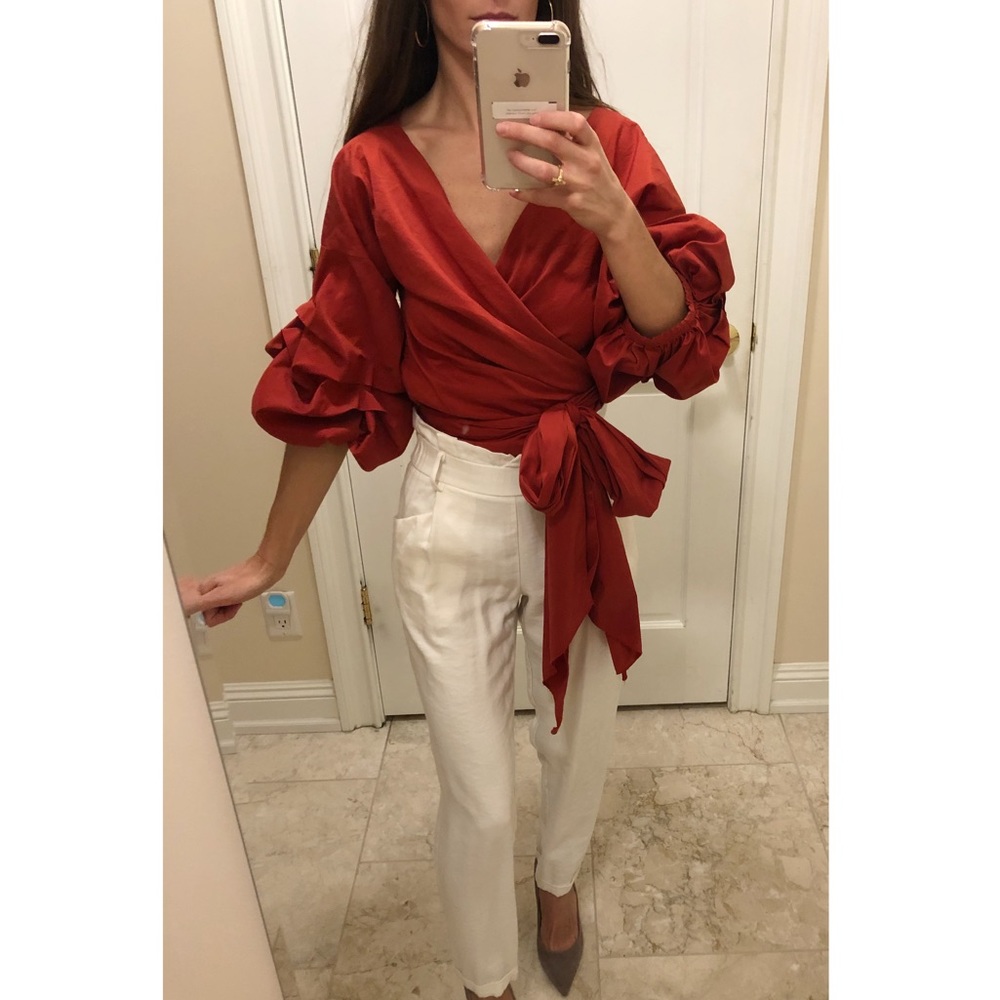 Red blouse, fancy blouse, party blouse, salsa